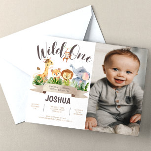 Wild One Safari photo Invitation Anniversaire