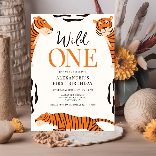 Wild One Tiger 1er Anniversaire Fête Invitation (Créateur téléchargé)