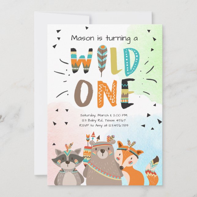 Wild One Tribal Première invitation pour anniversa (Devant)