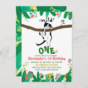 Wild One Tuxedo Kitty Enfants 1er Invitation anniv