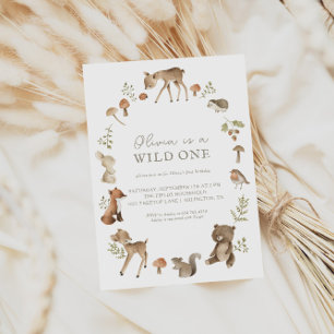 Wild One Woodland Anniversaire Fête Invitation