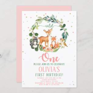 Wild One Woodland Invitation Girl