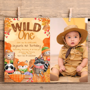 Wild One Woodlands Invitation avec photo