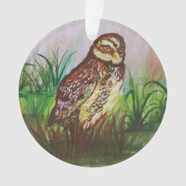 Wild Owl in nature watercolor art (devant)