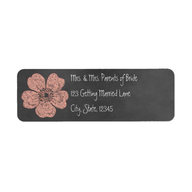 Wild Peach Roses Chalkboard Avery Étiquette (Devant)