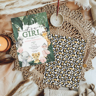 Wild Safari Animaux Fille Baby shower Invitation