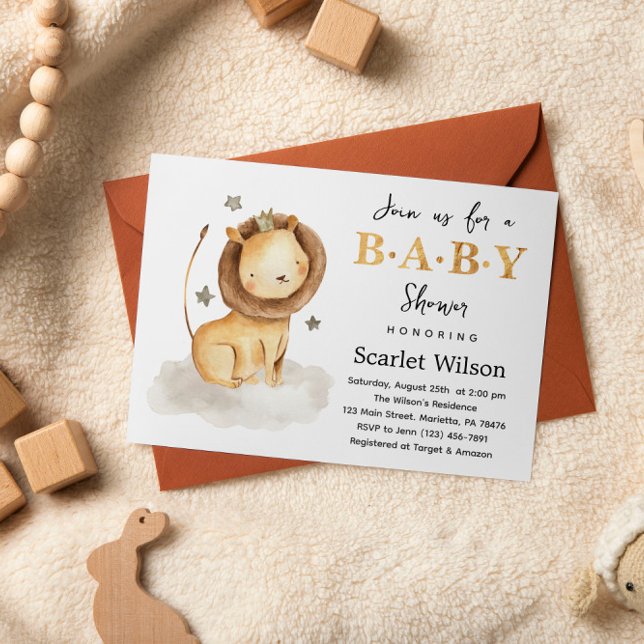 Wild Safari Lion King Baby Sho Invitation Carte po (Créateur téléchargé)