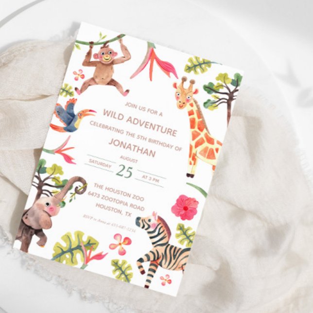 Wild Safari Zoo Anniversaire Invitation (Available for print and instant digital download!)