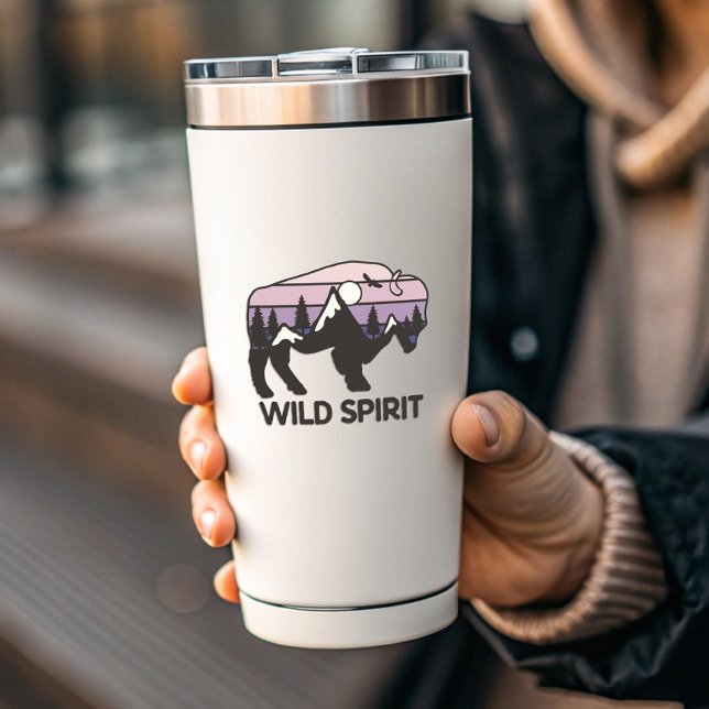 Wild Spirit Camping Extérieur | Sticker Die-Cut (Wild Spirit Buffalo Camping Vinyl Sticker by PiggyPrint Stickers)