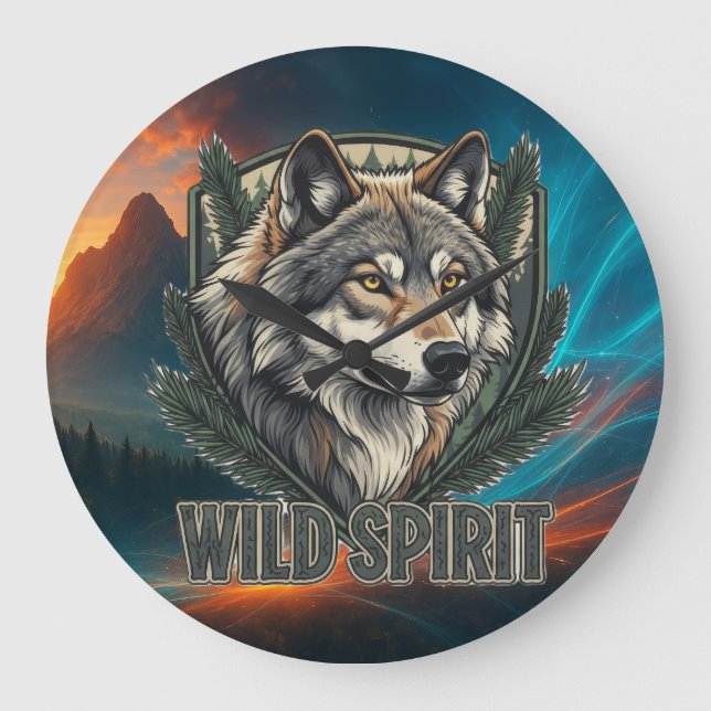 Wild Spirit Wolf - Horloge murale (Recto)