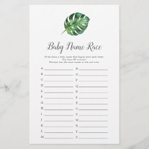 Wild Tropical Palm Baby shower Baby Name Race Jeu