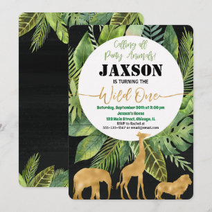 Wild un 1er anniversaire invitation garçon safari 