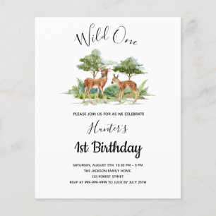 Wild Un anniversaire forêt animaux invitation