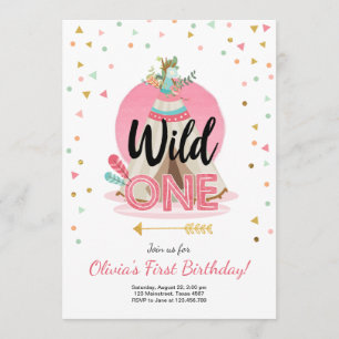 Wild Un Anniversaire Invitation Teepee Boho Girl W