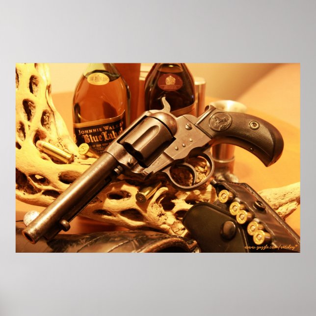 Wild West antique Colt Lightning revolver poster (Devant)