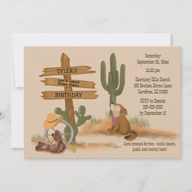 Wild West Boys Rustic Fun Anniversaire Invitation (Devant)