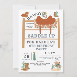 Wild West Cowboy 6e invitation anniversaire