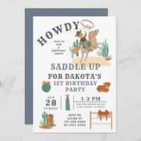 Wild West Cowboy Boy Invitation d'anniversaire
