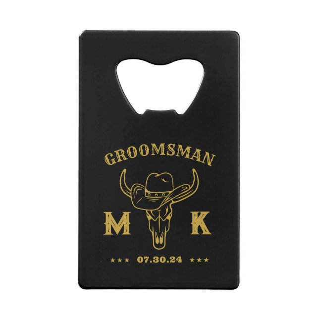 Wild West Cowboy Personnalisé Groomsmen Monogramme (Devant)