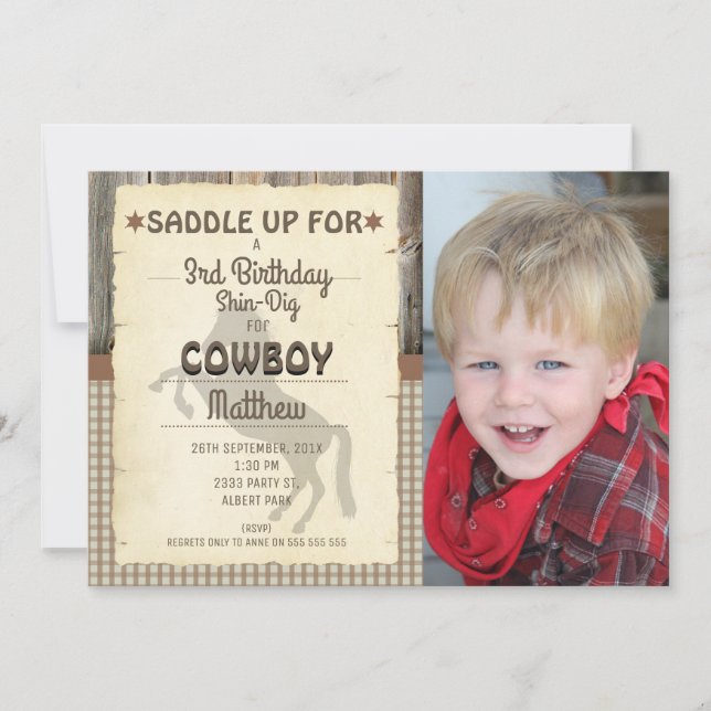 Wild West Horse Photo Anniversaire Fête Invitation (Devant)