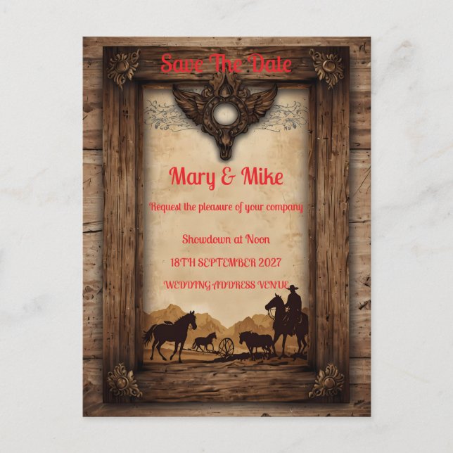 Wild West Novelty Faire-part de mariage (Devant)