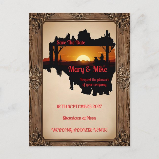Wild West Novelty Faire-part de mariage (Devant)