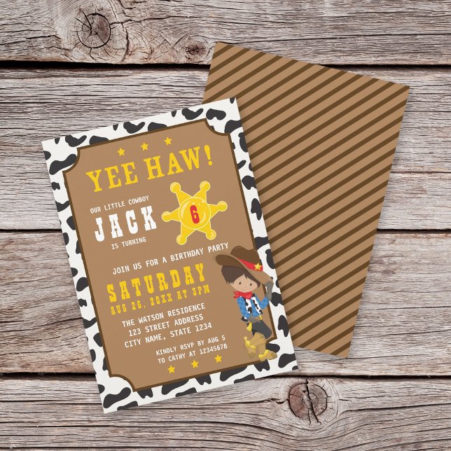Wild West Tan Cowboy Invitation d'anniversaire (Créateur téléchargé)