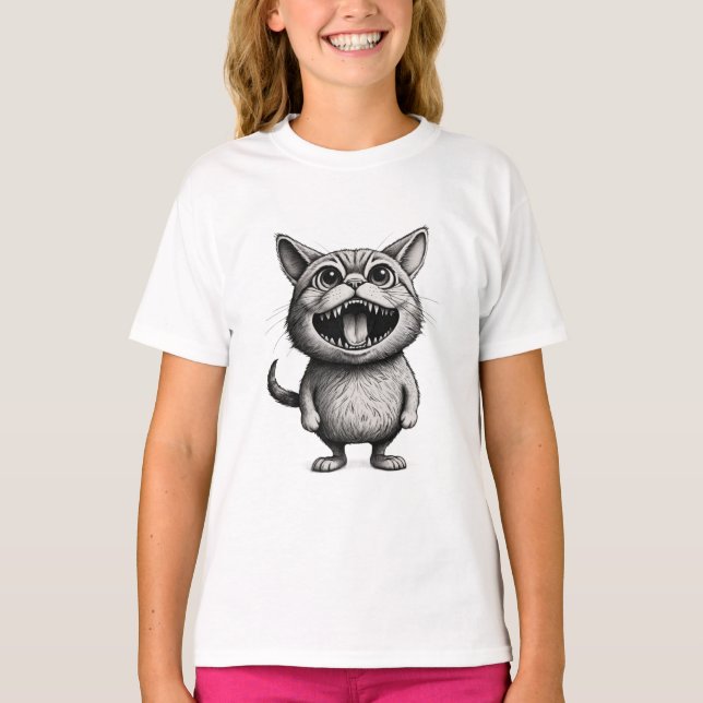  « Wild Whiskers – T-shirt chat de dessin animé fo (Devant)