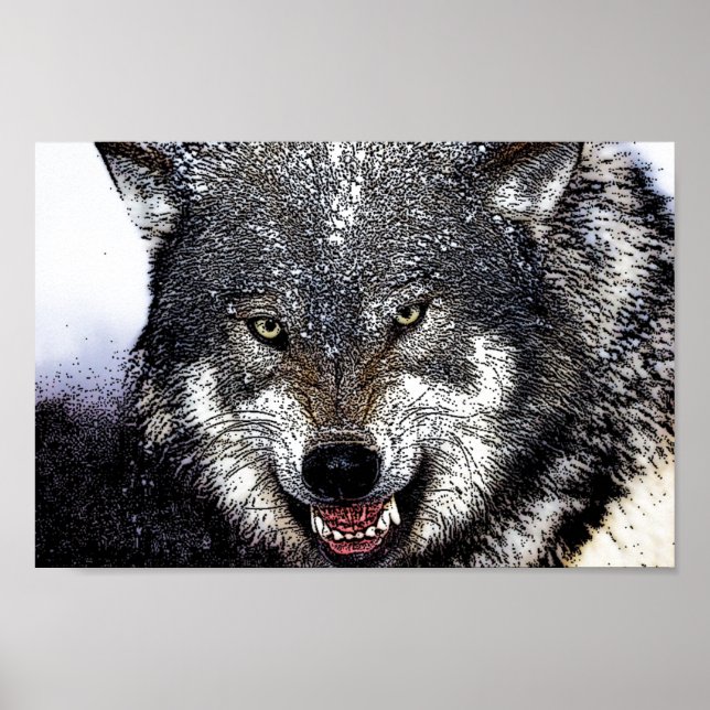 Wild Wolf Eyes Artwork Poster Print (Devant)