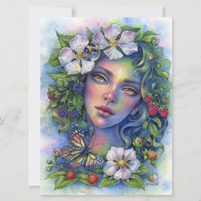 Wildberry Fairy Elf Imaginaire Garden Art Card (Devant)