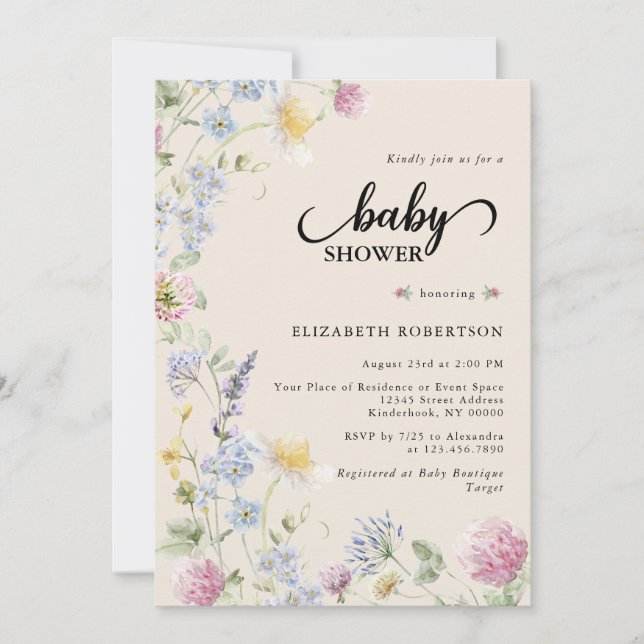 Wildflower Baby Shower Invitation (Devant)