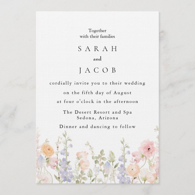 Wildflower Boho Garden Wedding Invitation (Devant)