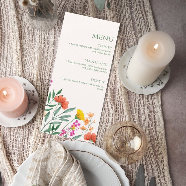 Wildflower Botanical Wedding Menu Card (Créateur téléchargé)