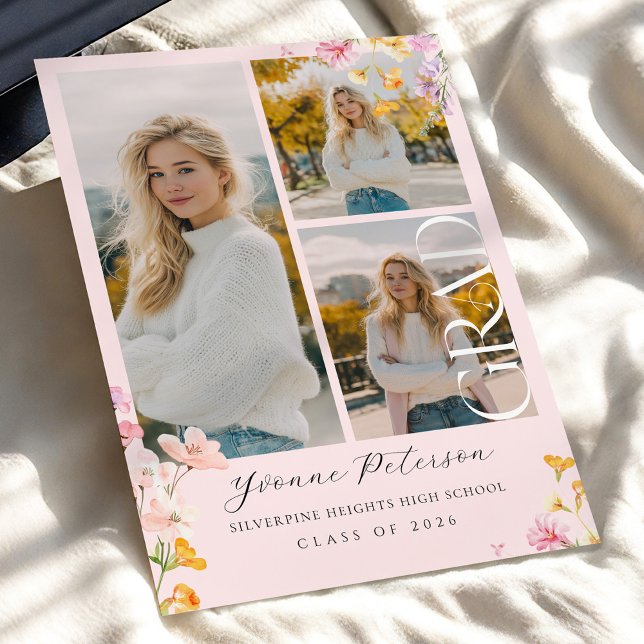 Wildflower & Bow Graduation Invitation (Créateur téléchargé)