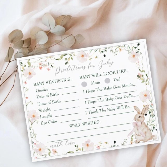 Wildflower Bunny Baby Shower Baby Prediction Game (Créateur téléchargé)