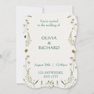 Wildflower classic floral Minimalist Invitations