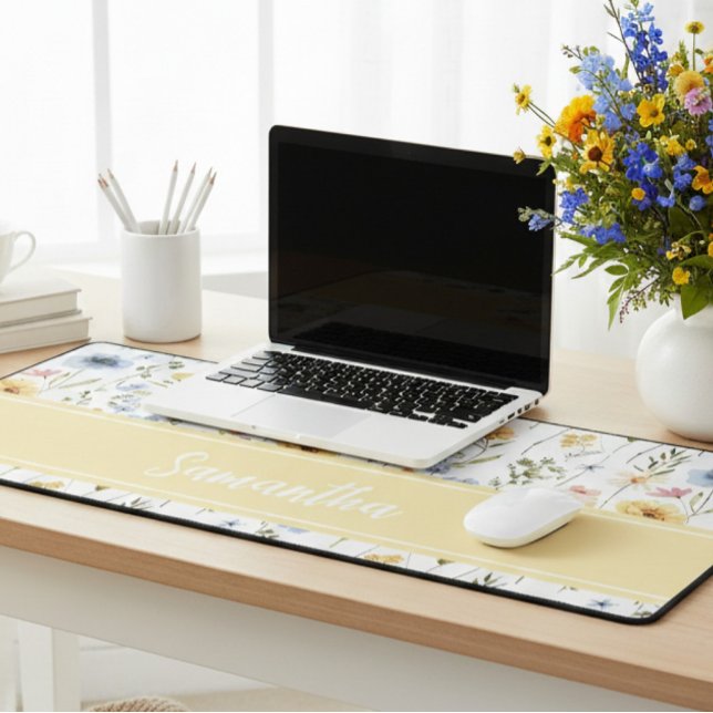 Wildflower Colorful Spring Floral  Desk Mat (Créateur téléchargé)
