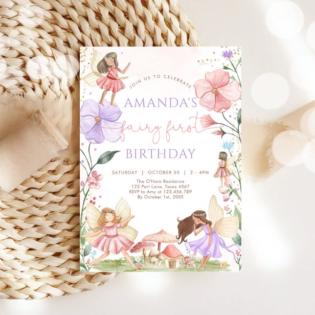 Wildflower Fairy First 1st Birthday Invitation (Créateur téléchargé)