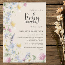 Wildflower Floral Baby Shower Invitation