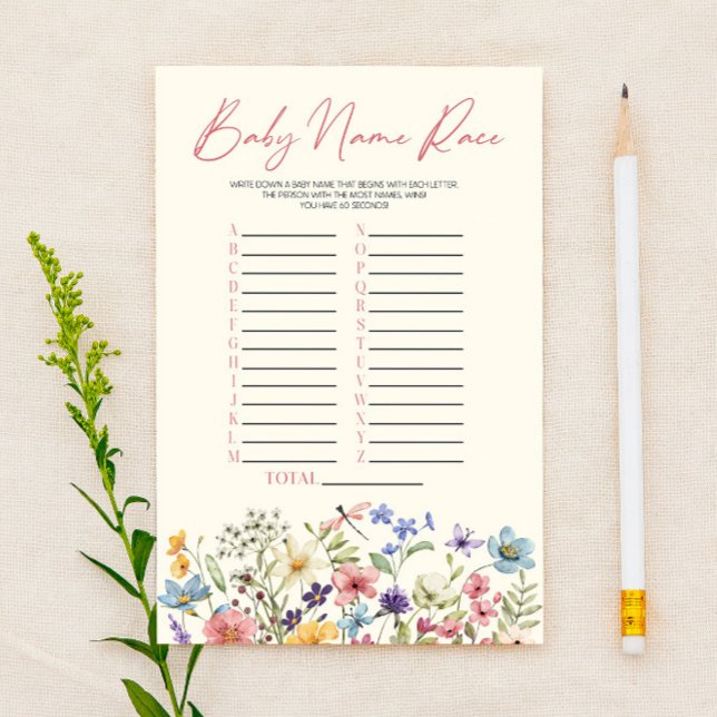 Wildflower Floral Name Race Baby Shower Game (Créateur téléchargé)