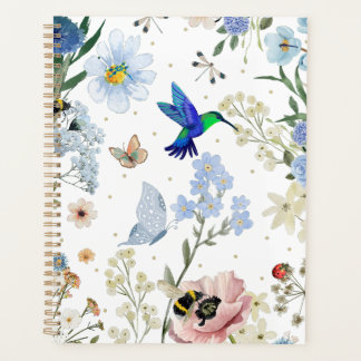 Wildflower Garden with Hummingbird and Woodland