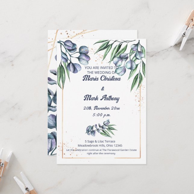 Wildflower Harmony Wedding Invitation  (Devant/Arrière en situation)