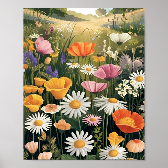 Wildflower Meadow Poster – Colorful Botanical  (Devant)