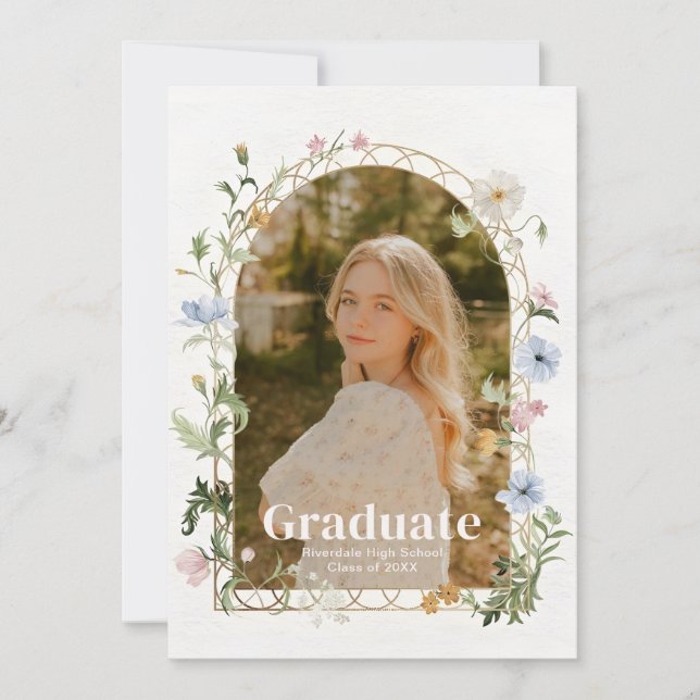 Wildflower Photo Graduation Party Invitation (Devant)