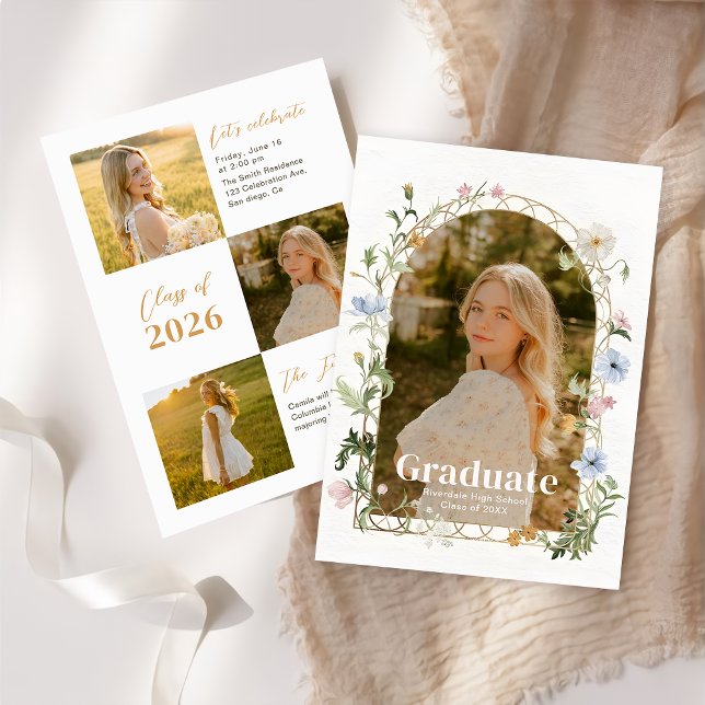 Wildflower Photo Graduation Party Invitation (Créateur téléchargé)