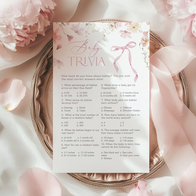 Wildflower Pink Whimsical Bow Baby Trivia (Créateur téléchargé)