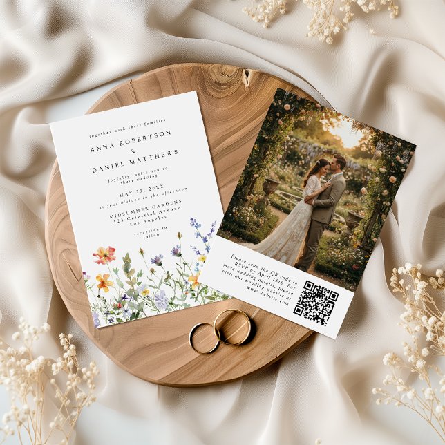 Wildflower QR Code Photo Wedding Invitation (Créateur téléchargé)