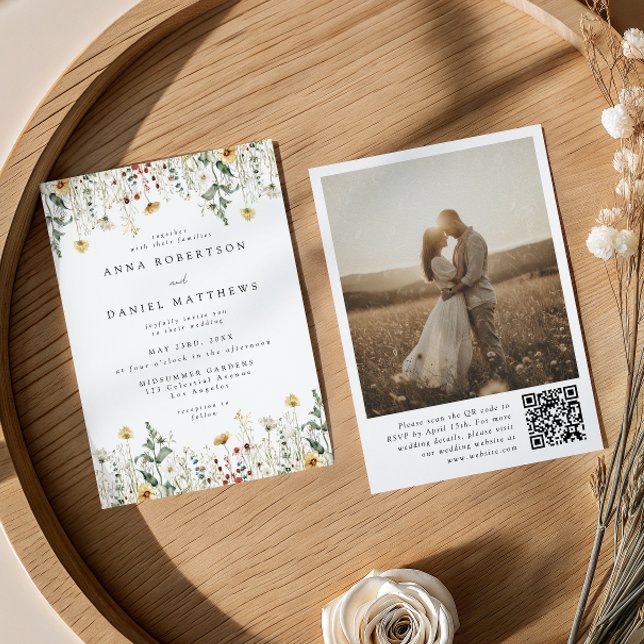 Wildflower QR Code Photo Wedding Invitation (Créateur téléchargé)