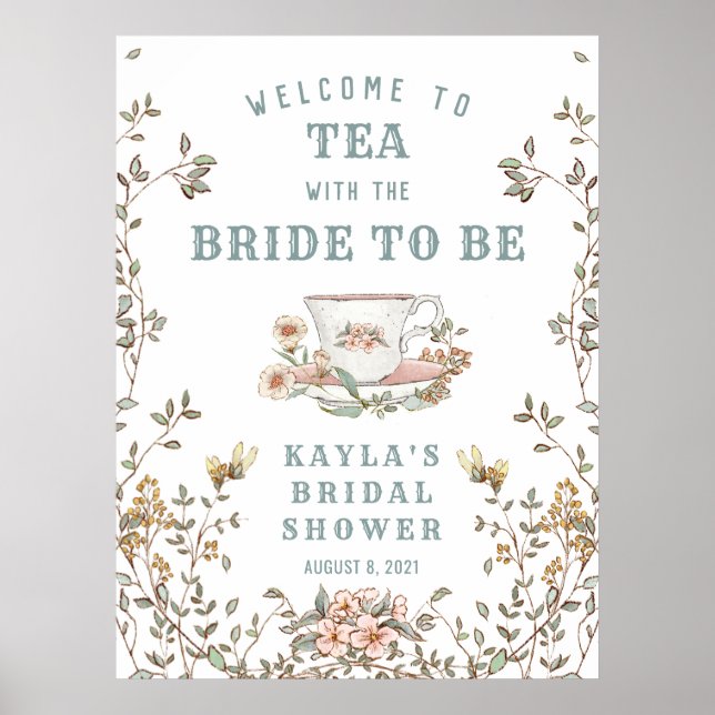 Wildflower Tea Party Shower Welcome Poster 24x32 (Devant)
