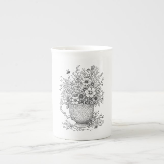 Wildflowers & Bee Vintage Teacup Mug (Devant)